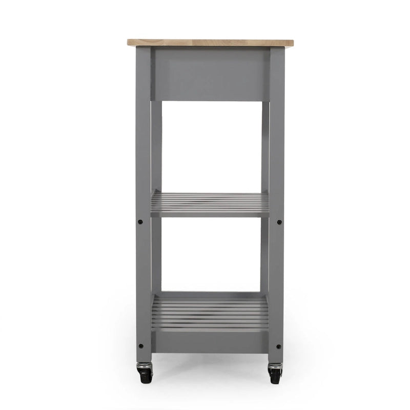 Carrello da cucina con rotelle grigio/nero/bianco + naturale (1 persona)