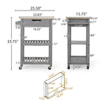 Carrello da cucina con rotelle grigio/nero/bianco + naturale (1 persona)