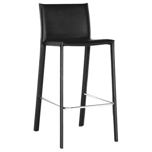 Sgabello da bancone moderno nero in similpelle, set da 2