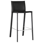 Sgabello da bancone moderno nero in similpelle, set da 2