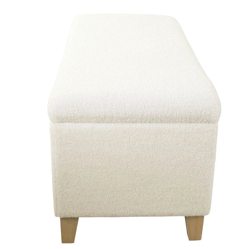 Panca contenitore imbottita in sherpa color crema – 1 persona