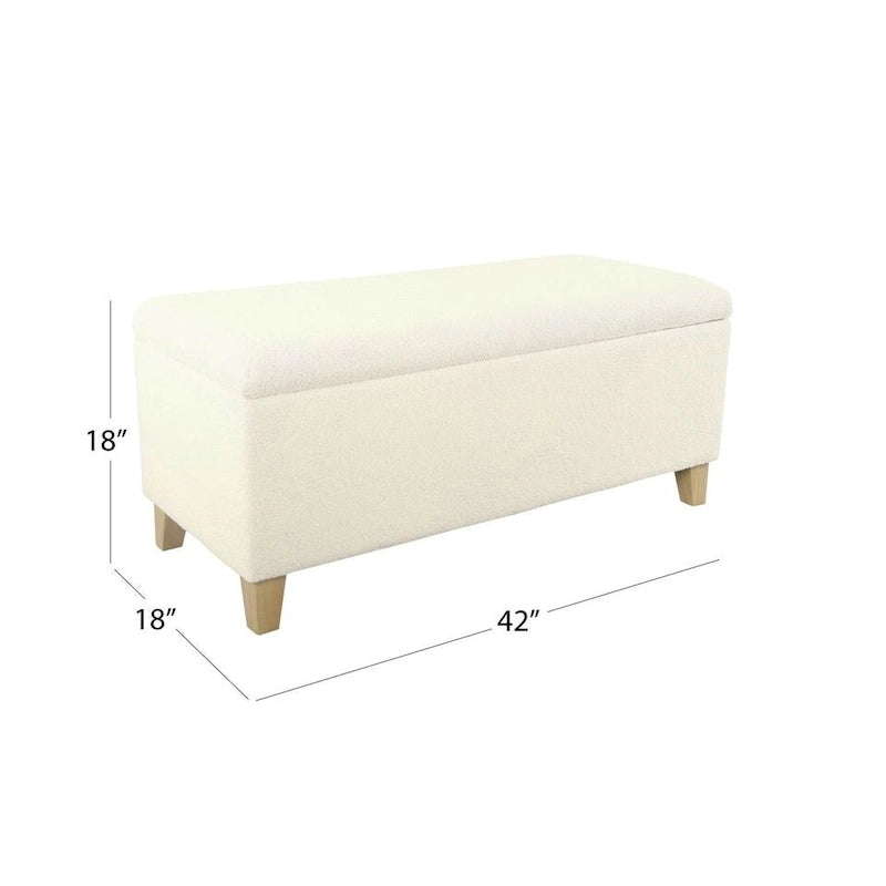 Panca contenitore imbottita in sherpa color crema – 1 persona
