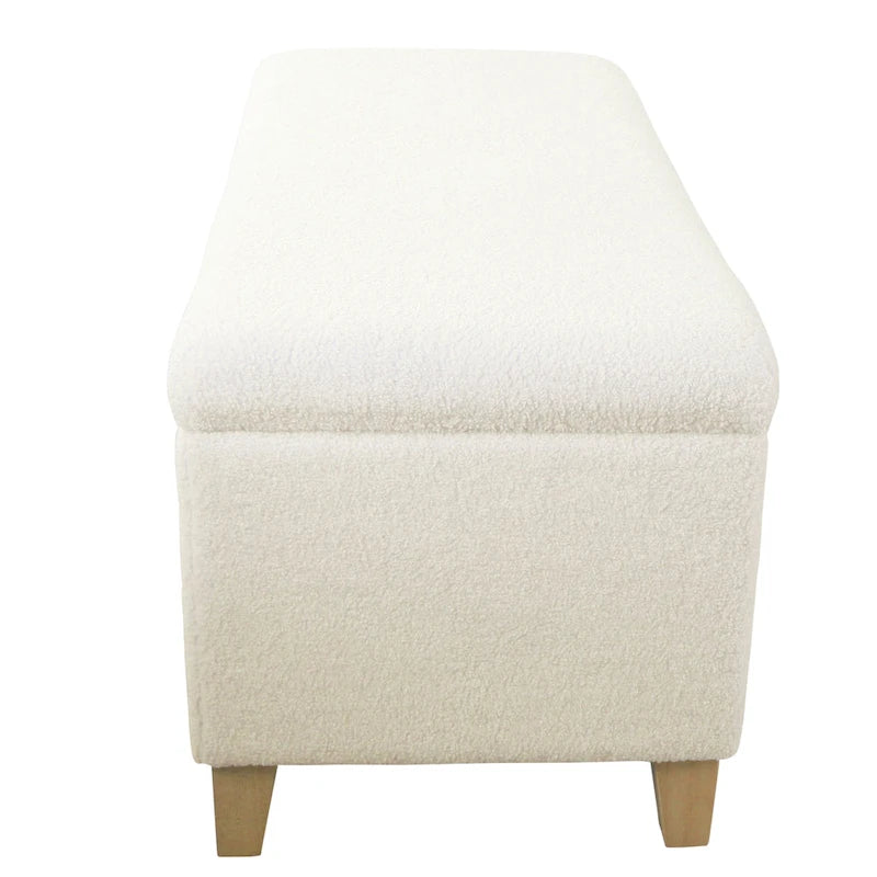 Panca contenitore imbottita in sherpa color crema – 1 persona