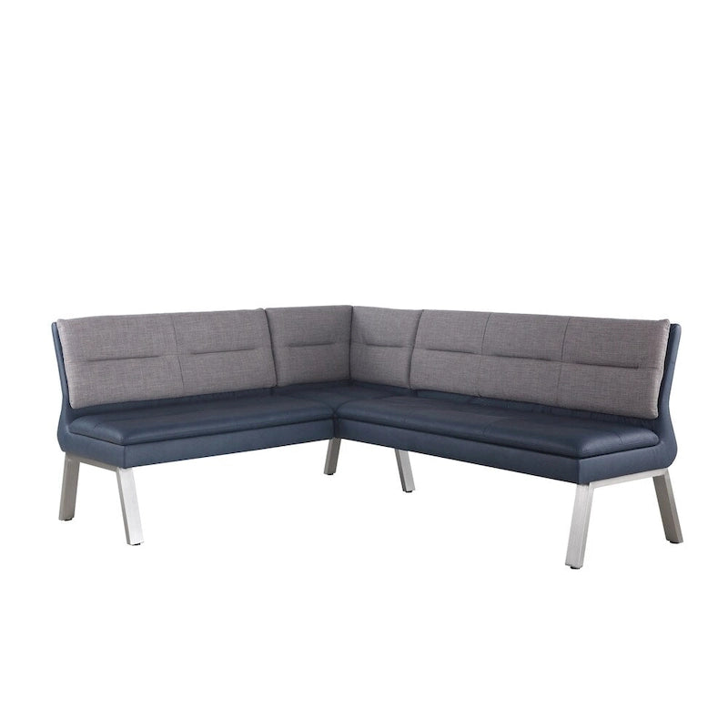 Set da pranzo angolare a 4 posti Blue & Grey bicolore con tavolo allungabile