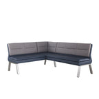 Set da pranzo angolare a 4 posti Blue & Grey bicolore con tavolo allungabile