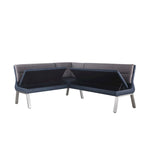 Set da pranzo angolare a 4 posti Blue & Grey bicolore con tavolo allungabile