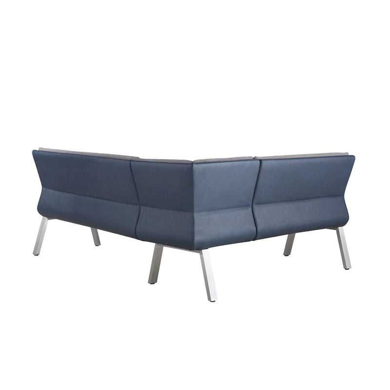 Set da pranzo angolare a 4 posti Blue & Grey bicolore con tavolo allungabile