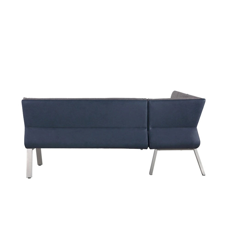 Set da pranzo angolare a 4 posti Blue & Grey bicolore con tavolo allungabile