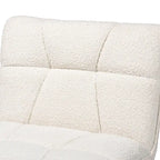 Poltrona accent Japandi in bouclé bianco con gambe in noce, singola