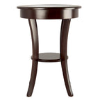 Tavolino Rotondo Marrone, Piano in Vetro e Gambe Curve, 1 Posto