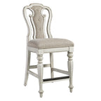 Set tavolo da raduno da 5 persone altezza bancone, colore bianco antico effetto invecchiato, modello "Weathered Bark"