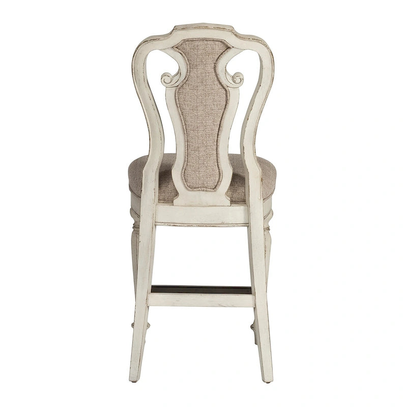 Set tavolo da raduno da 5 persone altezza bancone, colore bianco antico effetto invecchiato, modello "Weathered Bark"
