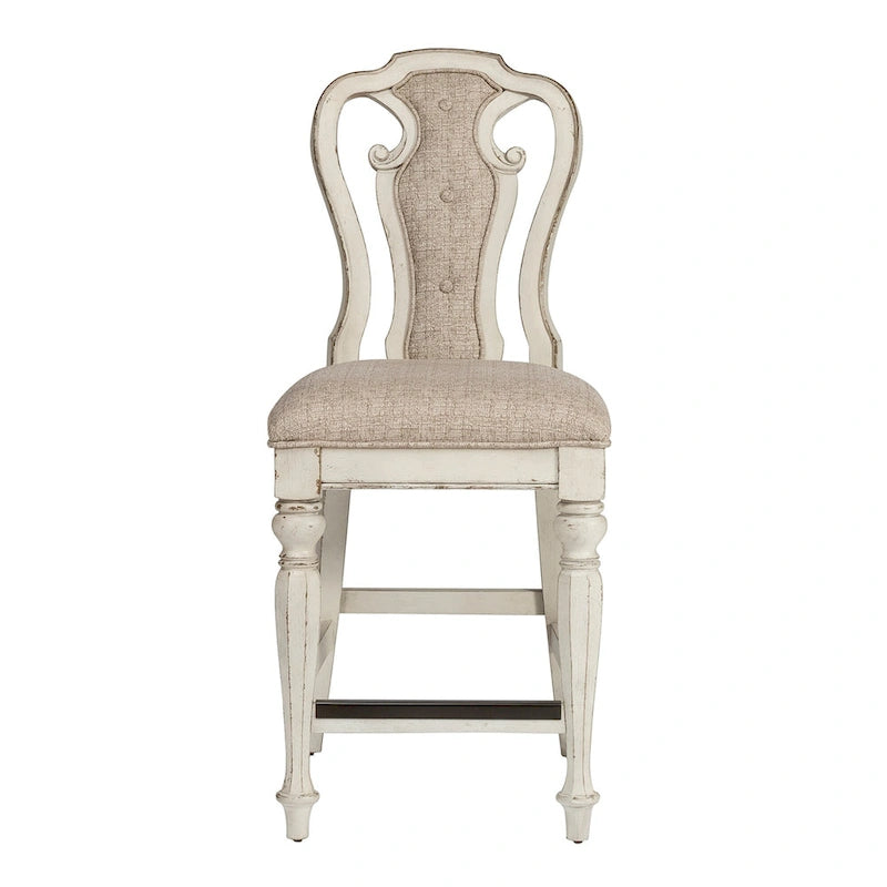 Set tavolo da raduno da 5 persone altezza bancone, colore bianco antico effetto invecchiato, modello "Weathered Bark"