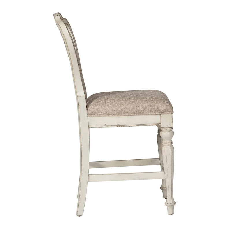 Set tavolo da raduno da 5 persone altezza bancone, colore bianco antico effetto invecchiato, modello "Weathered Bark"