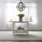 Set tavolo da raduno da 5 persone altezza bancone, colore bianco antico effetto invecchiato, modello "Weathered Bark"