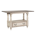 Set tavolo da raduno da 5 persone altezza bancone, colore bianco antico effetto invecchiato, modello "Weathered Bark"