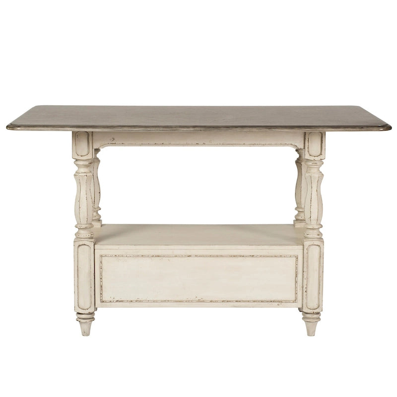 Set tavolo da raduno da 5 persone altezza bancone, colore bianco antico effetto invecchiato, modello "Weathered Bark"