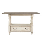 Set tavolo da raduno da 5 persone altezza bancone, colore bianco antico effetto invecchiato, modello "Weathered Bark"