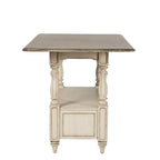 Set tavolo da raduno da 5 persone altezza bancone, colore bianco antico effetto invecchiato, modello "Weathered Bark"