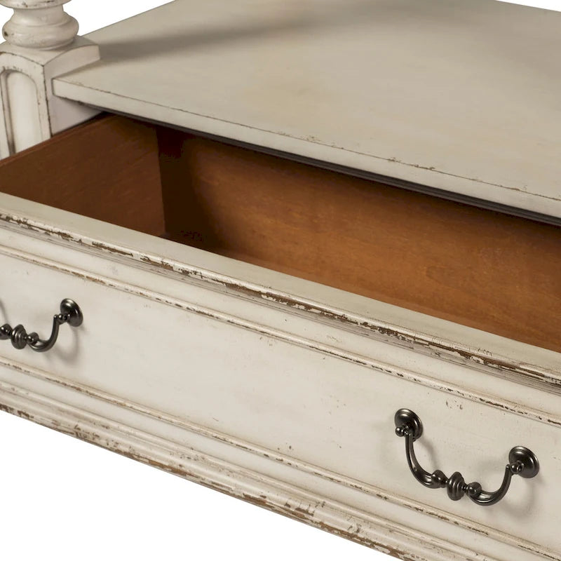 Set tavolo da raduno da 5 persone altezza bancone, colore bianco antico effetto invecchiato, modello "Weathered Bark"