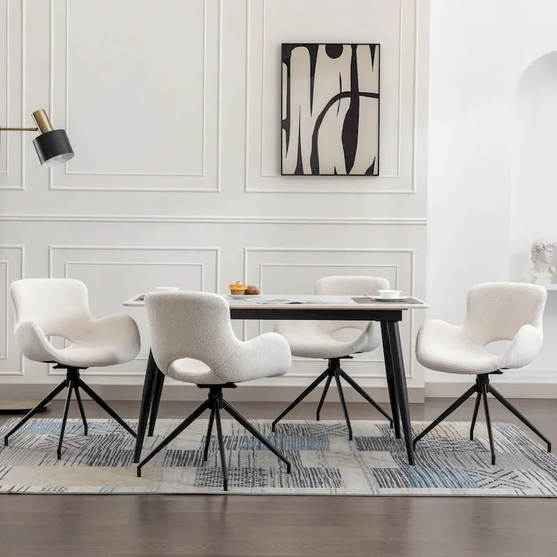 Sedia da pranzo girevole in pile Teddy, marrone/grigio/blu/beige, set da 2