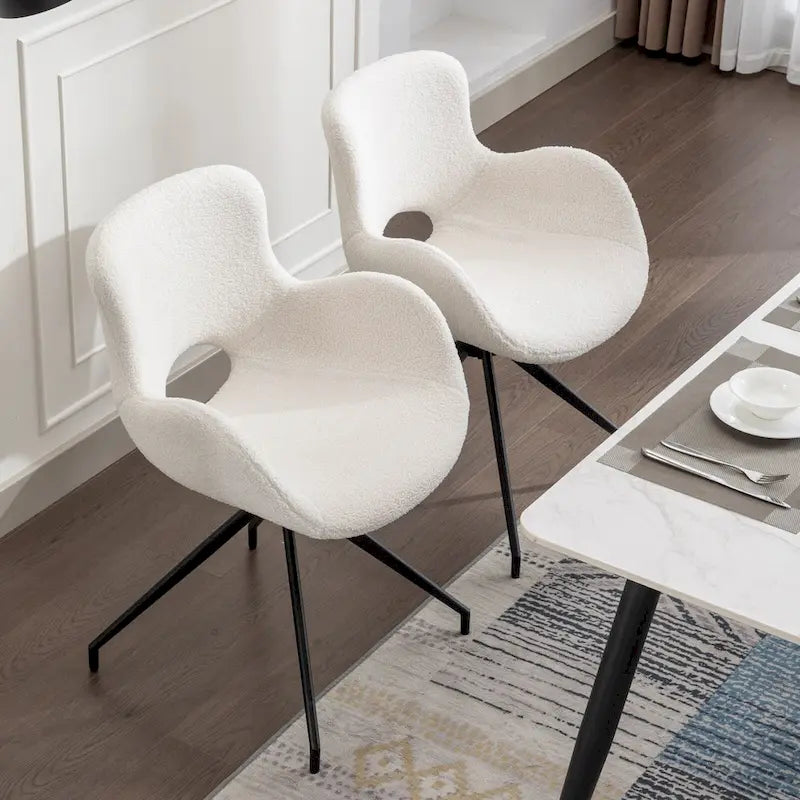 Sedia da pranzo girevole in pile Teddy, marrone/grigio/blu/beige, set da 2
