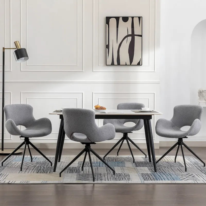 Sedia da pranzo girevole in pile Teddy, marrone/grigio/blu/beige, set da 2