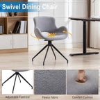 Sedia da pranzo girevole in pile Teddy, marrone/grigio/blu/beige, set da 2