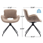 Sedia da pranzo girevole in pile Teddy, marrone/grigio/blu/beige, set da 2