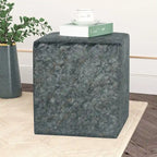 Poggiapiedi Pouf in tessuto quadrato grigio/verde, singolo