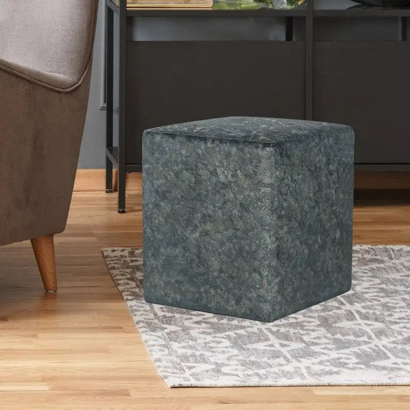 Poggiapiedi Pouf in tessuto quadrato grigio/verde, singolo