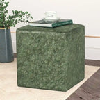 Poggiapiedi Pouf in tessuto quadrato grigio/verde, singolo