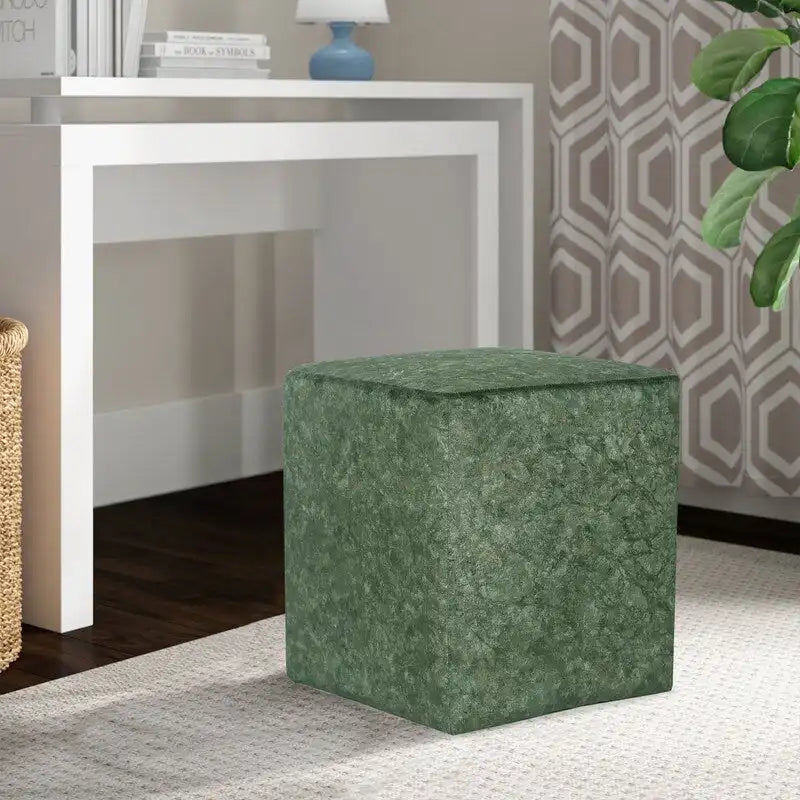 Poggiapiedi Pouf in tessuto quadrato grigio/verde, singolo