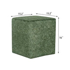 Poggiapiedi Pouf in tessuto quadrato grigio/verde, singolo