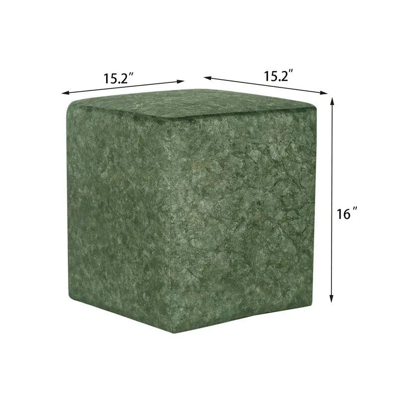 Poggiapiedi Pouf in tessuto quadrato grigio/verde, singolo