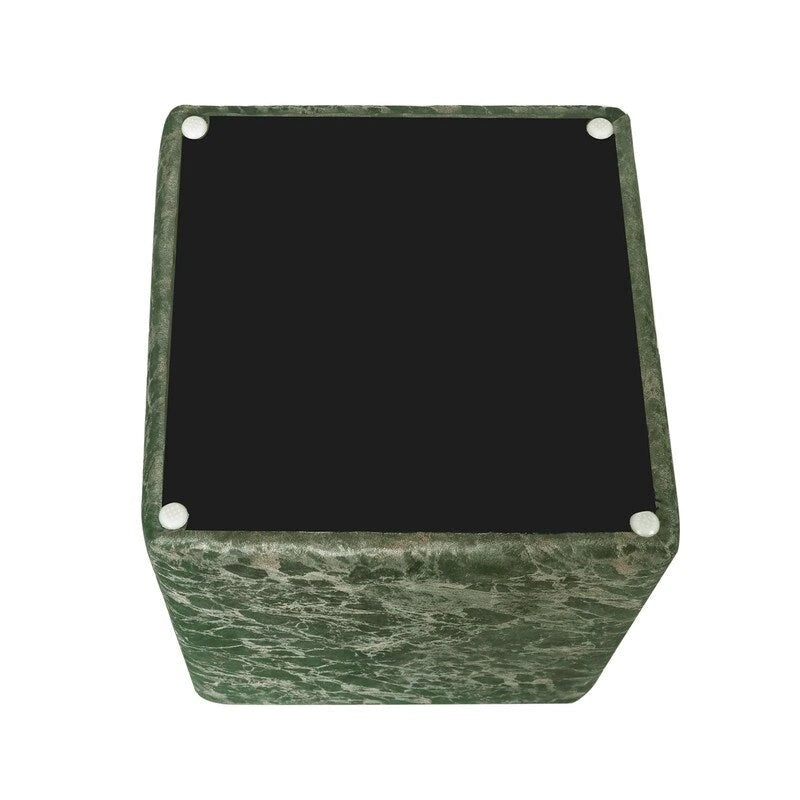 Poggiapiedi Pouf in tessuto quadrato grigio/verde, singolo