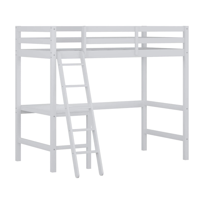 Letto a soppalco singolo in legno con scrivania, stile a doghe, blu navy / rosa tenue / grigio / bianco / cioccolato, 1 persona