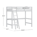 Letto a soppalco singolo in legno con scrivania, stile a doghe, blu navy / rosa tenue / grigio / bianco / cioccolato, 1 persona