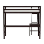 Letto a soppalco singolo in legno con scrivania, stile a doghe, blu navy / rosa tenue / grigio / bianco / cioccolato, 1 persona