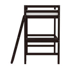 Letto a soppalco singolo in legno con scrivania, stile a doghe, blu navy / rosa tenue / grigio / bianco / cioccolato, 1 persona
