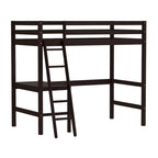Letto a soppalco singolo in legno con scrivania, stile a doghe, blu navy / rosa tenue / grigio / bianco / cioccolato, 1 persona