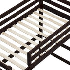 Letto a soppalco singolo in legno con scrivania, stile a doghe, blu navy / rosa tenue / grigio / bianco / cioccolato, 1 persona