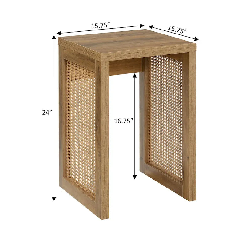 Tavolino laterale quadrato in rattan nero per 1