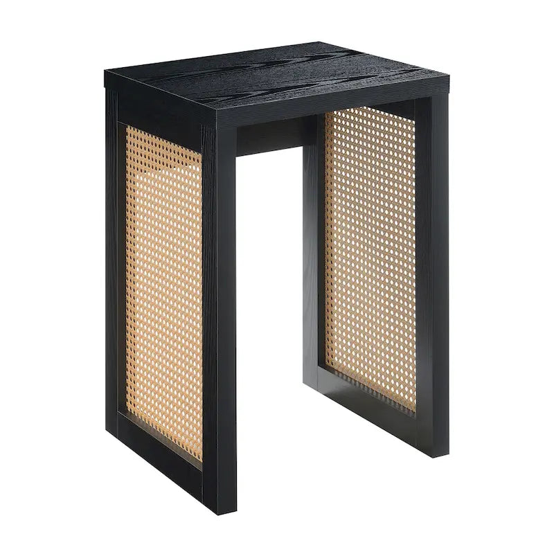 Tavolino laterale quadrato in rattan nero per 1