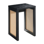 Tavolino laterale quadrato in rattan nero per 1