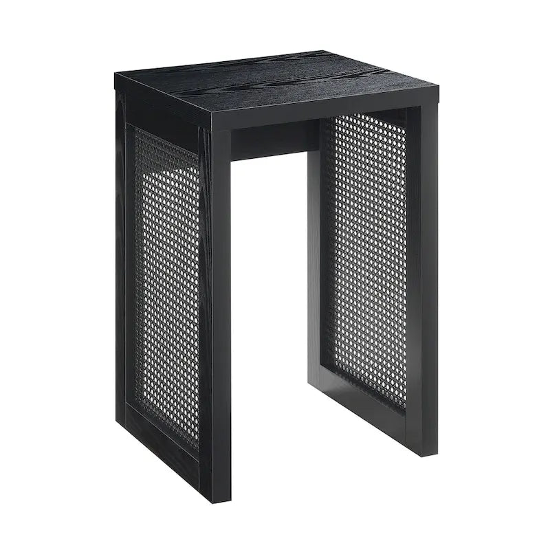 Tavolino laterale quadrato in rattan nero per 1