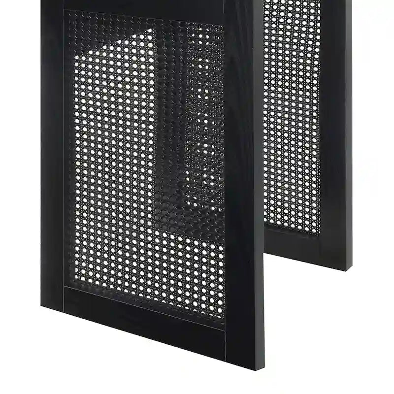 Tavolino laterale quadrato in rattan nero per 1