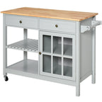 Carrello da cucina su ruote bianco/grigio con 2 cassetti, armadietto e ripiani aperti, per 1