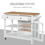 Carrello da cucina su ruote bianco/grigio con 2 cassetti, armadietto e ripiani aperti, per 1