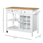 Carrello da cucina su ruote bianco/grigio con 2 cassetti, armadietto e ripiani aperti, per 1
